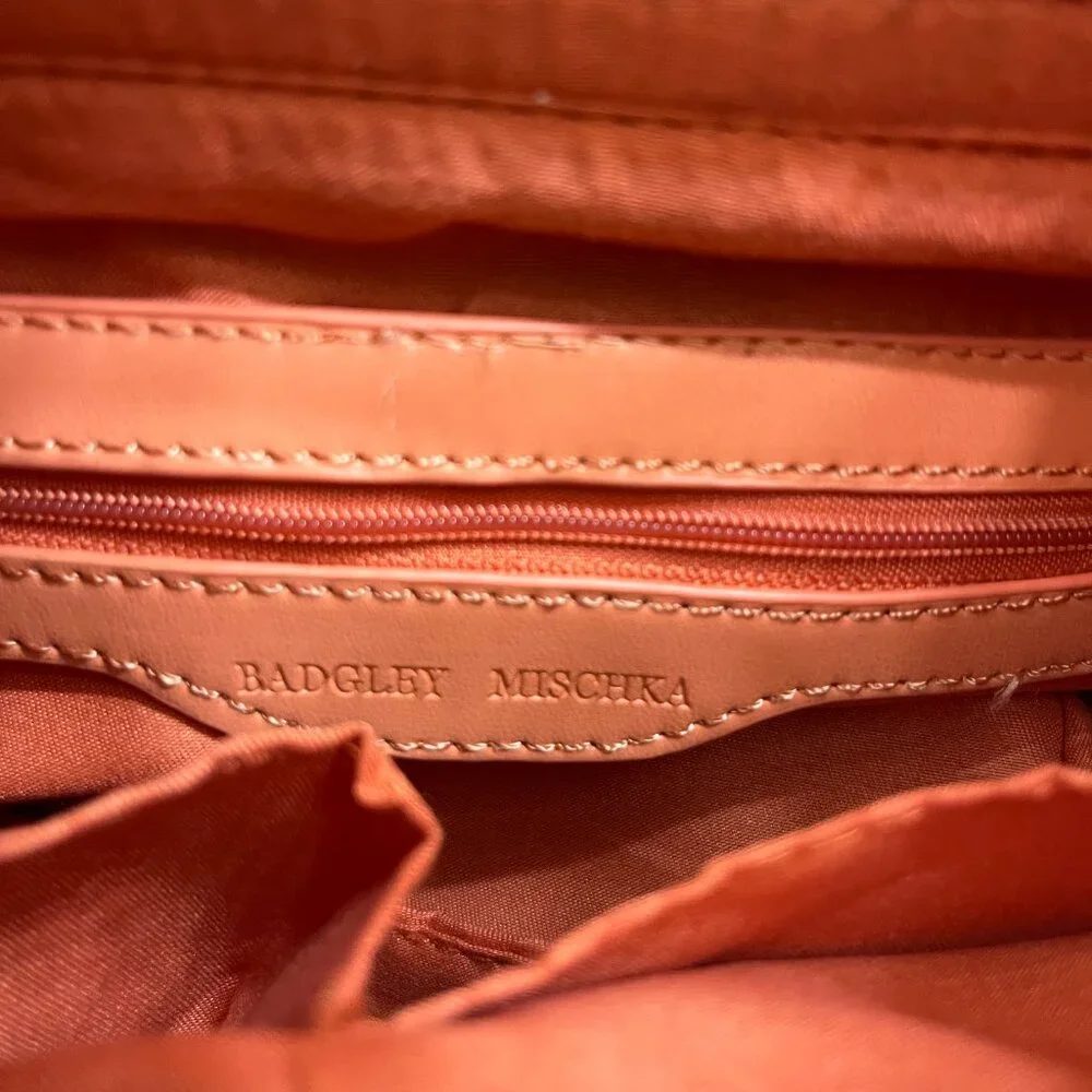 Badgley Mischka - Pleats Shoulder Bag - Coral/ Orange Vegan Leather - NWT